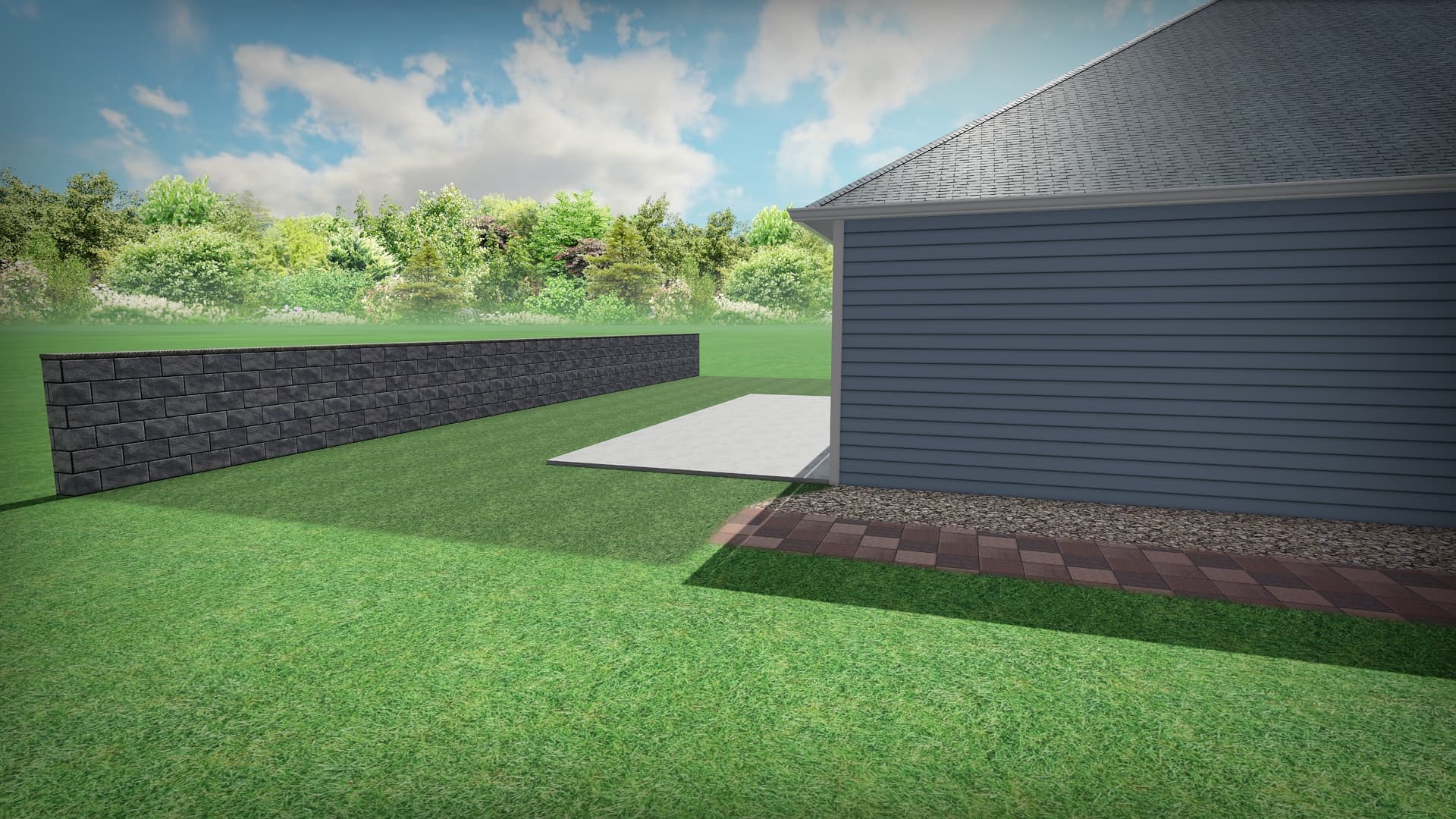 Block retaining wall + patio tie-in