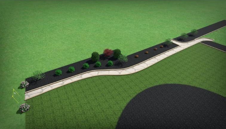 Curved walkway & planting bed plan