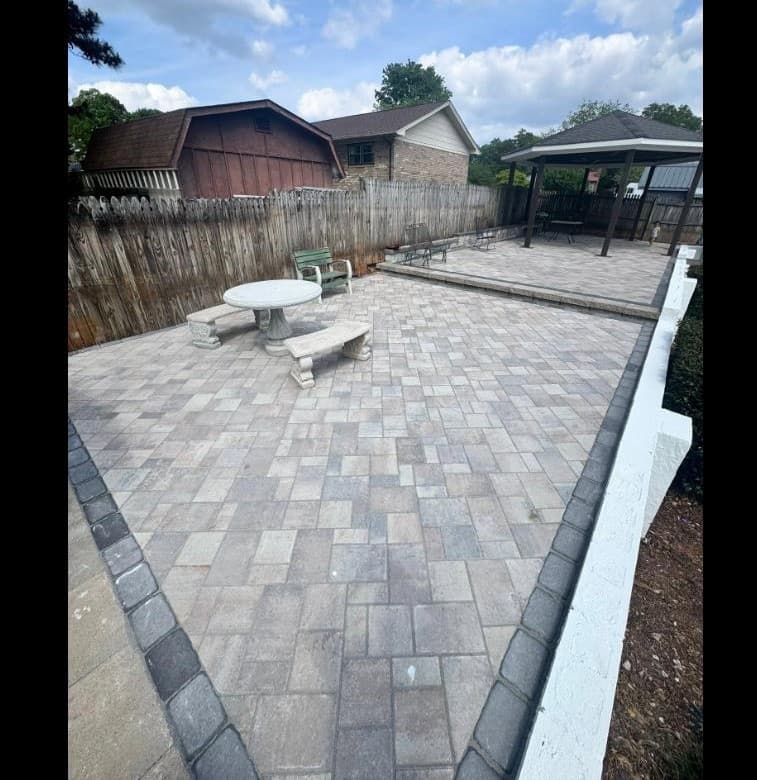Paver patio with gazebo, benches & seating area