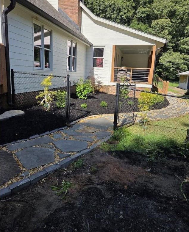 Paver & stepping-stone side-yard walkway